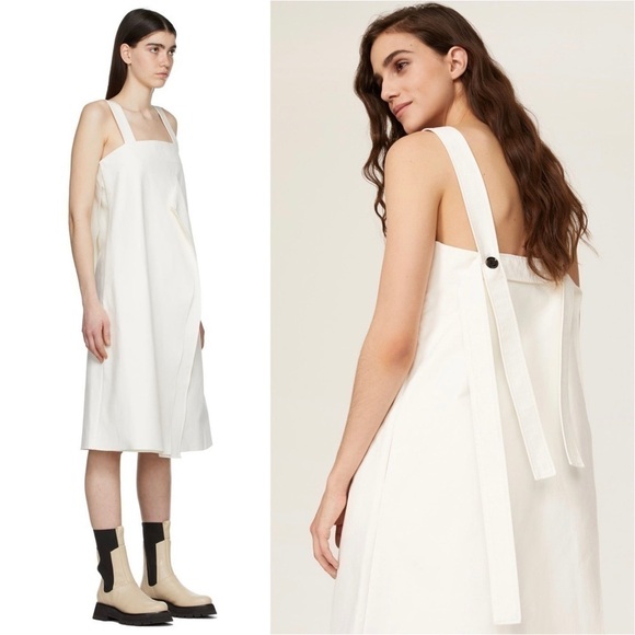 3.1 PHILLIP LIM Draped Square Neck Structured Cotton Sleeveless Midi Dress 10 - Picture 10 of 14